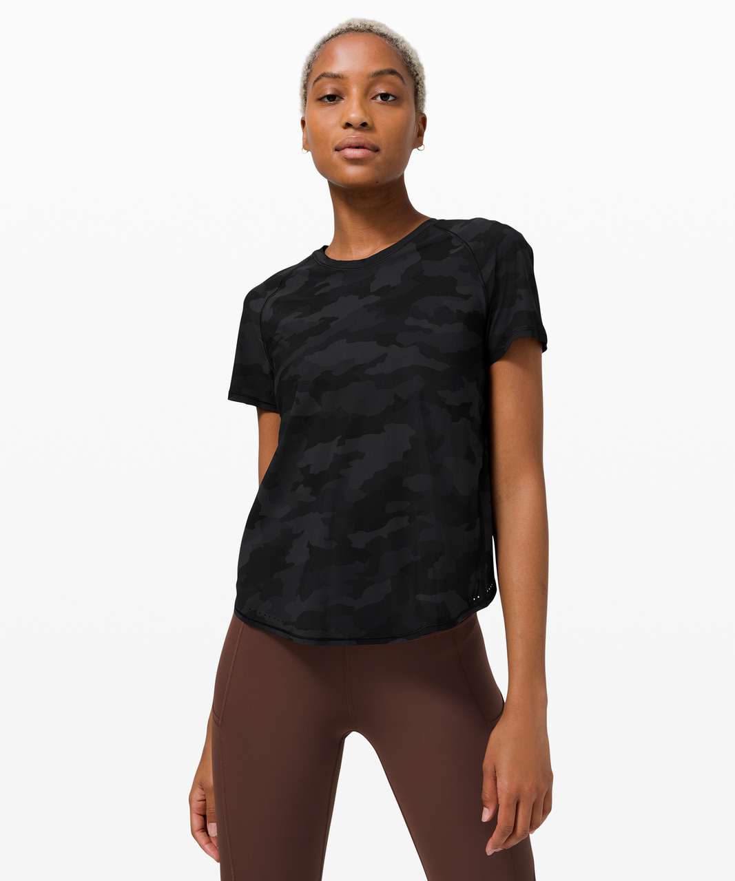 Lululemon Rise and Run Short Sleeve - Heritage 365 Camo Deep Coal