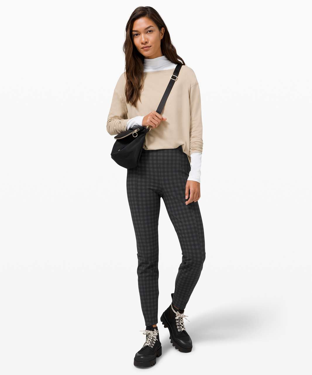 Lululemon Here to There High-Rise 7/8 Pant - Crosshatch Texture Black Multi  / Black - lulu fanatics