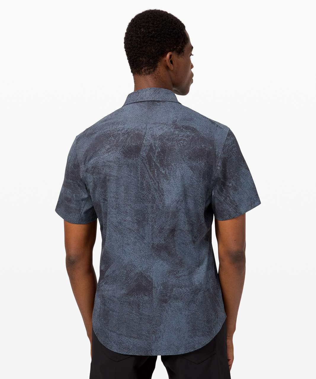 Lululemon Airing Easy Short Sleeve Shirt *Ventlight Mesh - Pixel Print Blue Charcoal Graphite Grey