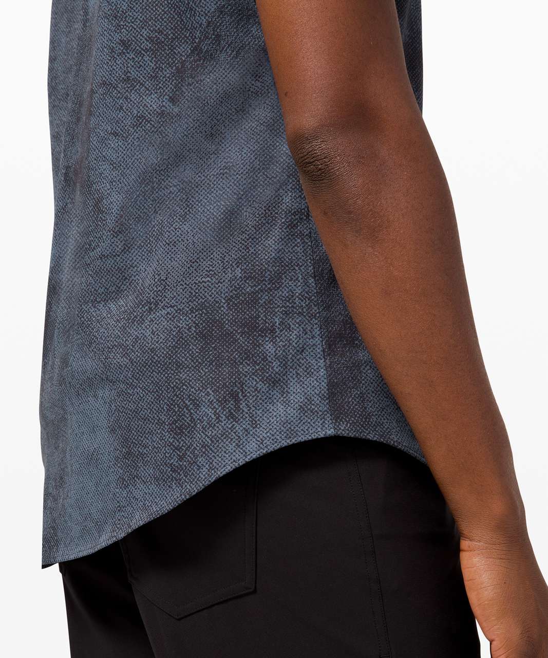 Lululemon Airing Easy Short Sleeve Shirt *Ventlight Mesh - Pixel Print Blue Charcoal Graphite Grey