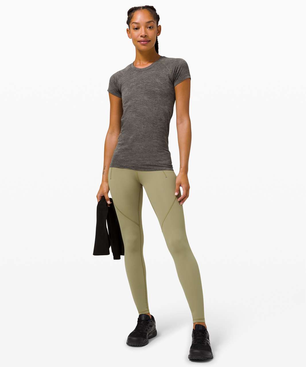 Lululemon Swiftly Tech Short Sleeve 2.0 - Grey Sage / Dark Olive - lulu  fanatics