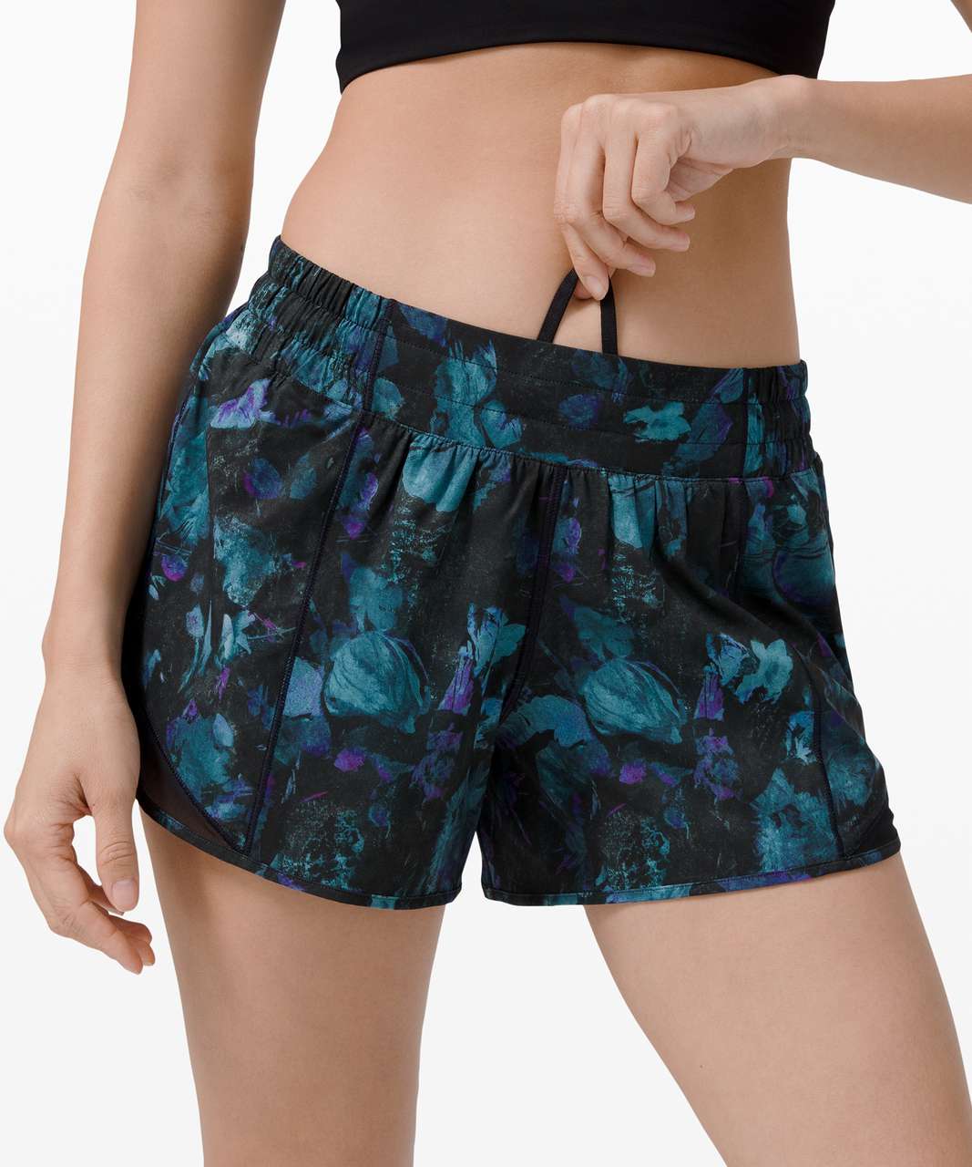 Lululemon Hotty Hot Short II *Long 4" - Floral Shift Blue Multi / Black