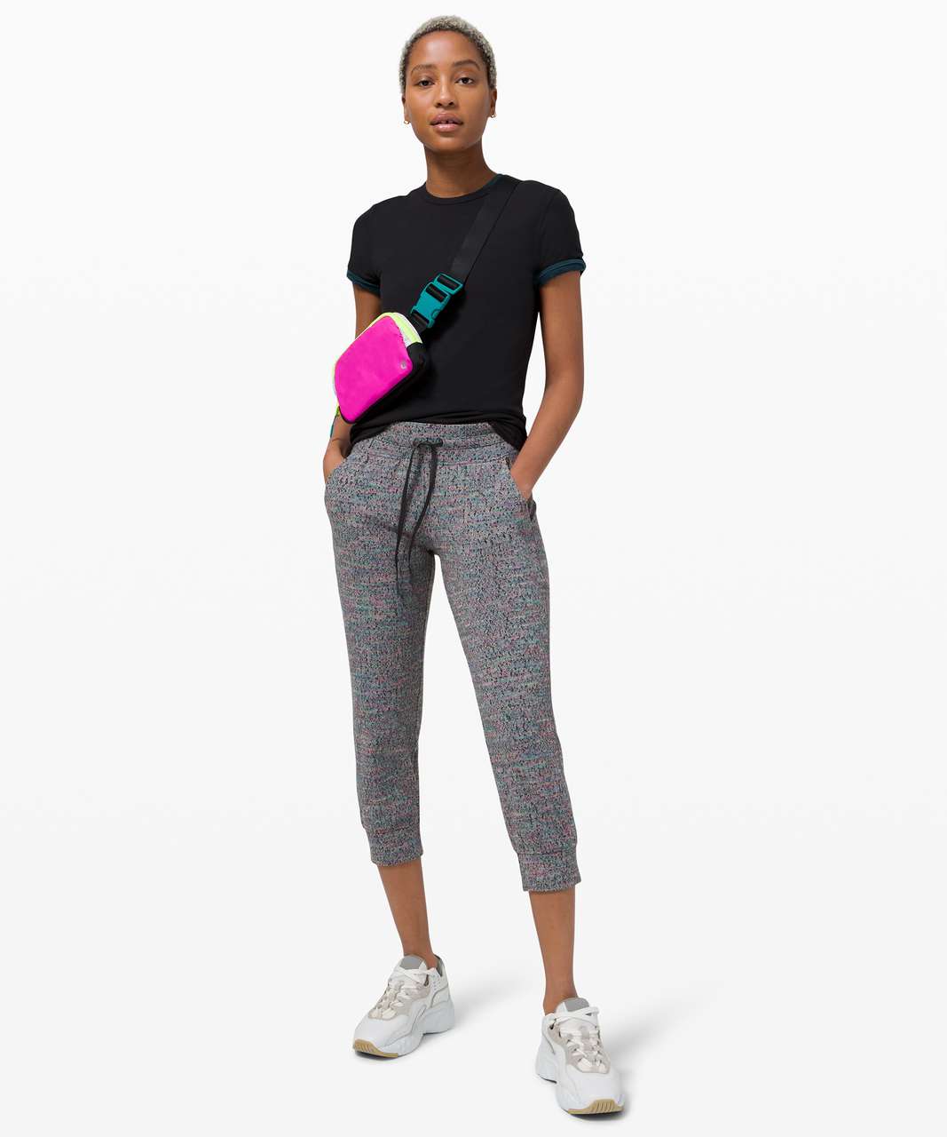 Lululemon Ready to Rulu Jogger Crop - Neon Tweed Jacquard HTR Battleship Electric Coral