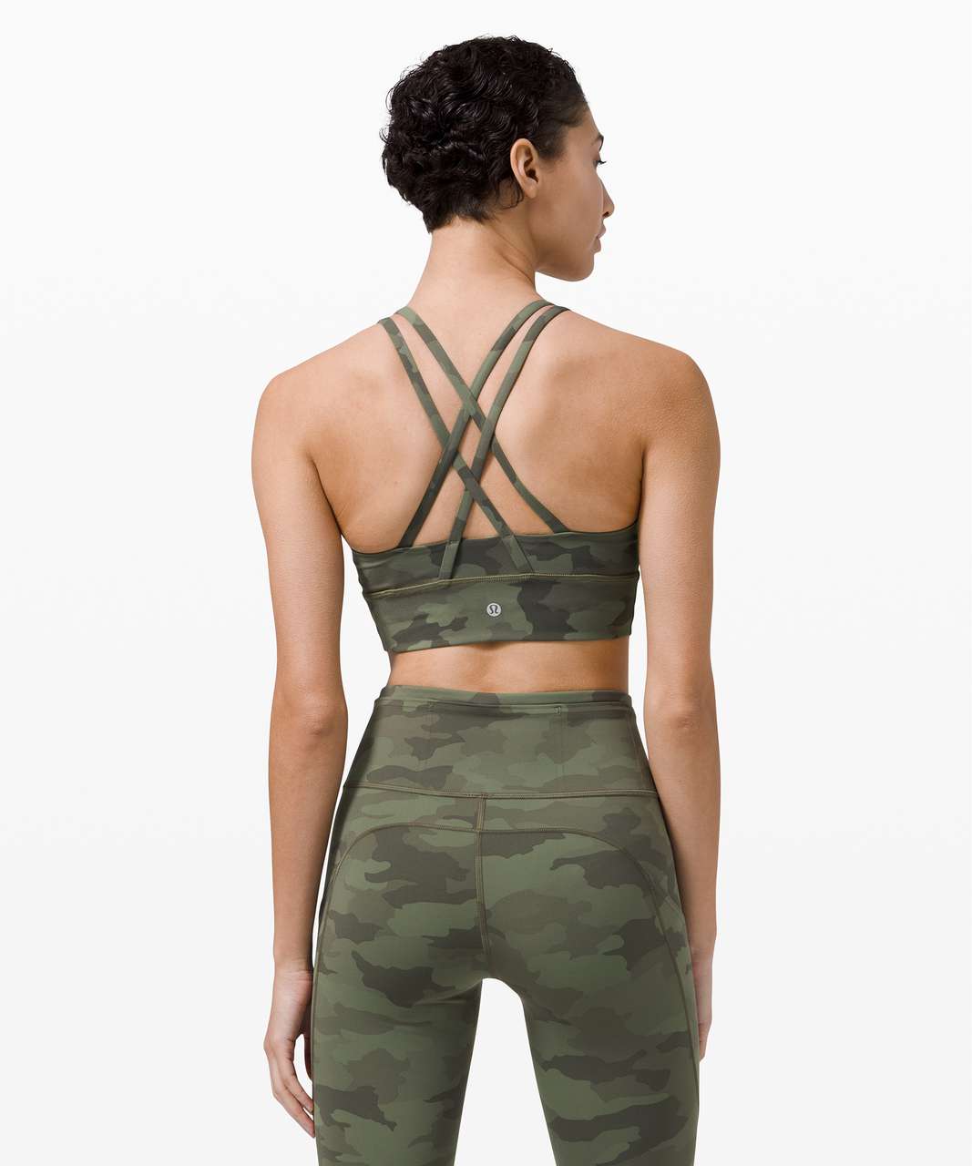 Lululemon Energy Bra Long Line *Medium Support, B–D Cup - Heritage 365 Camo Green Twill Multi