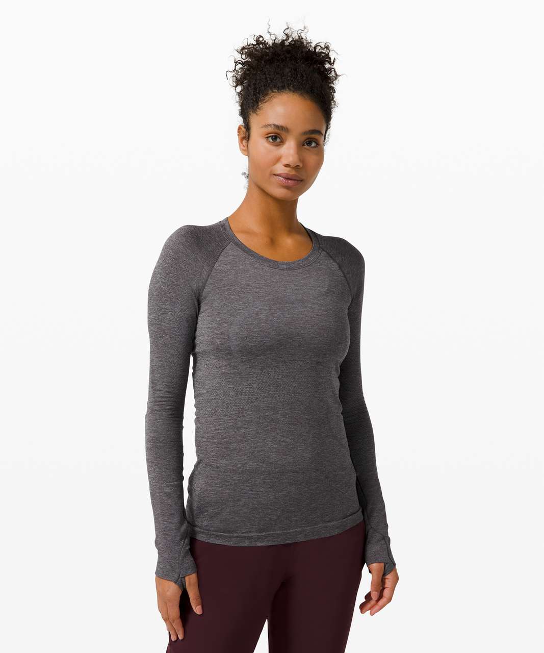 Lululemon Cropped Cotton Ribbed-Band T-Shirt - Graphite Grey - lulu fanatics