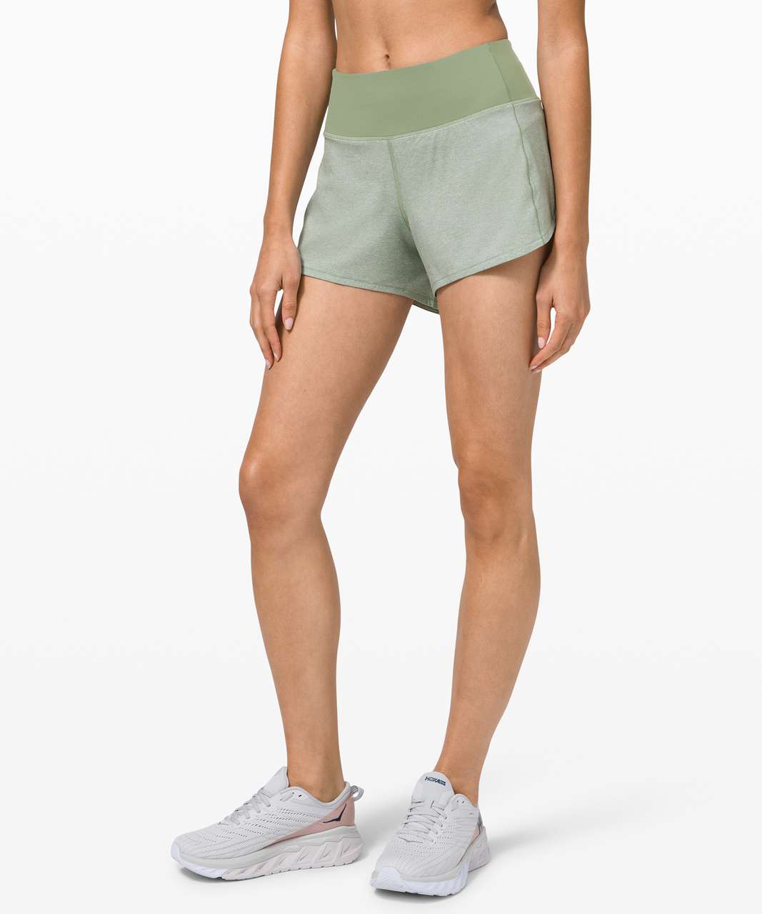 Lululemon Speed Up Short Long *4" Updated Fit - Heather Lux Multi Willow Green / Willow Green