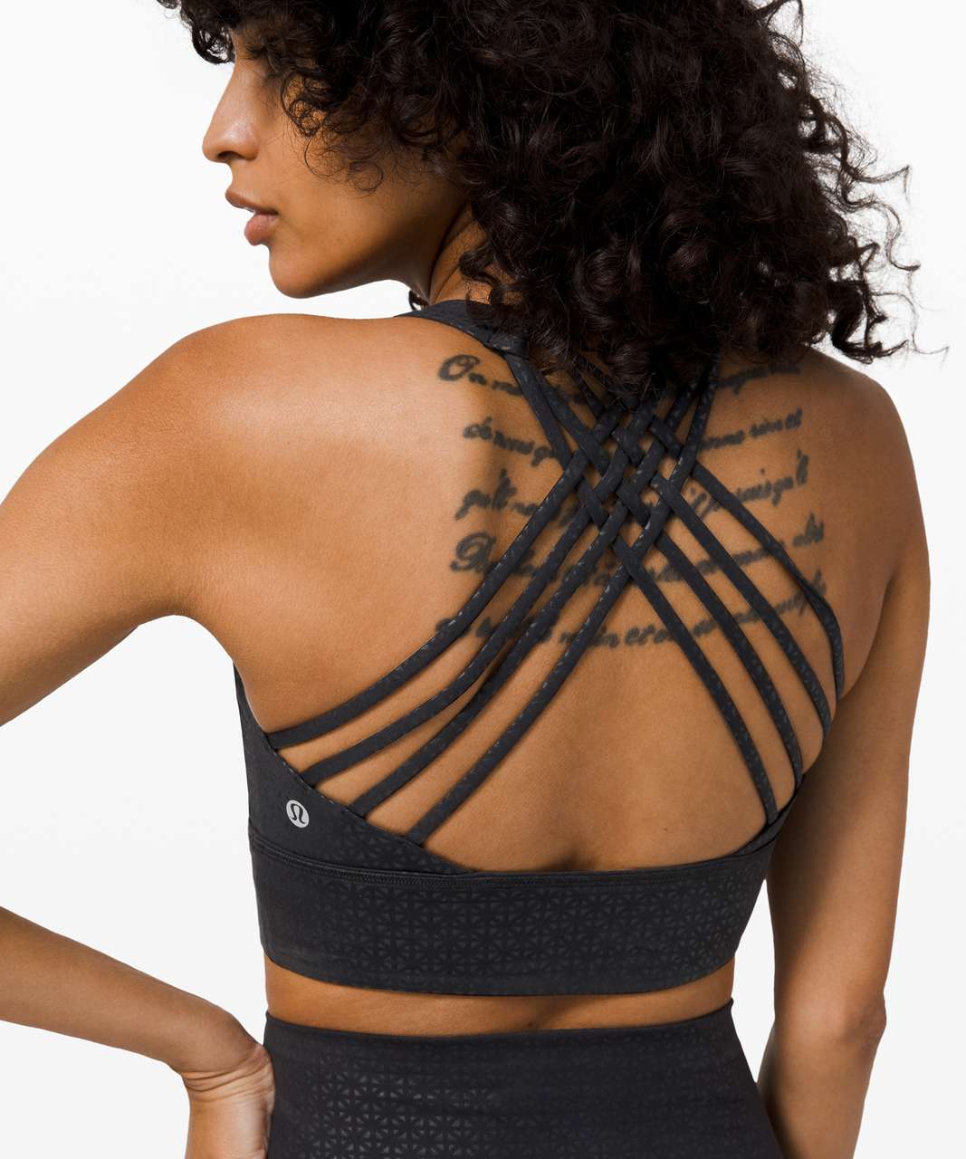 Lululemon Free to Be Bra Wild Long Line *Light Support, A/B Cup - Lattice Work Emboss Black