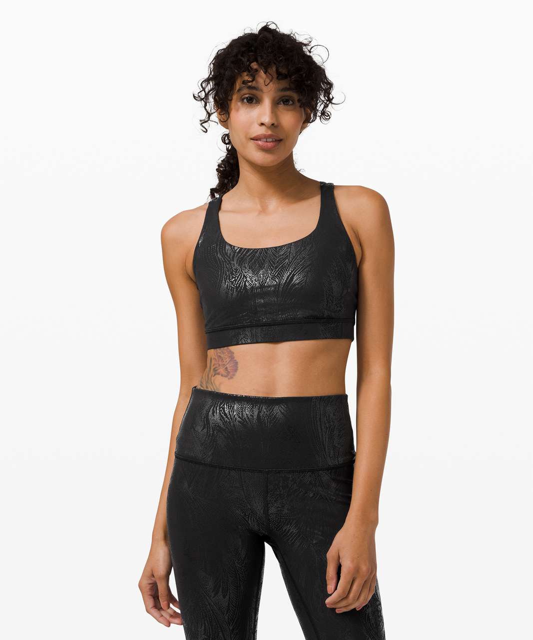 Lululemon Energy Bra Shine *Medium Support, B–D Cup - Acclimatize Black  Black Foil - lulu fanatics