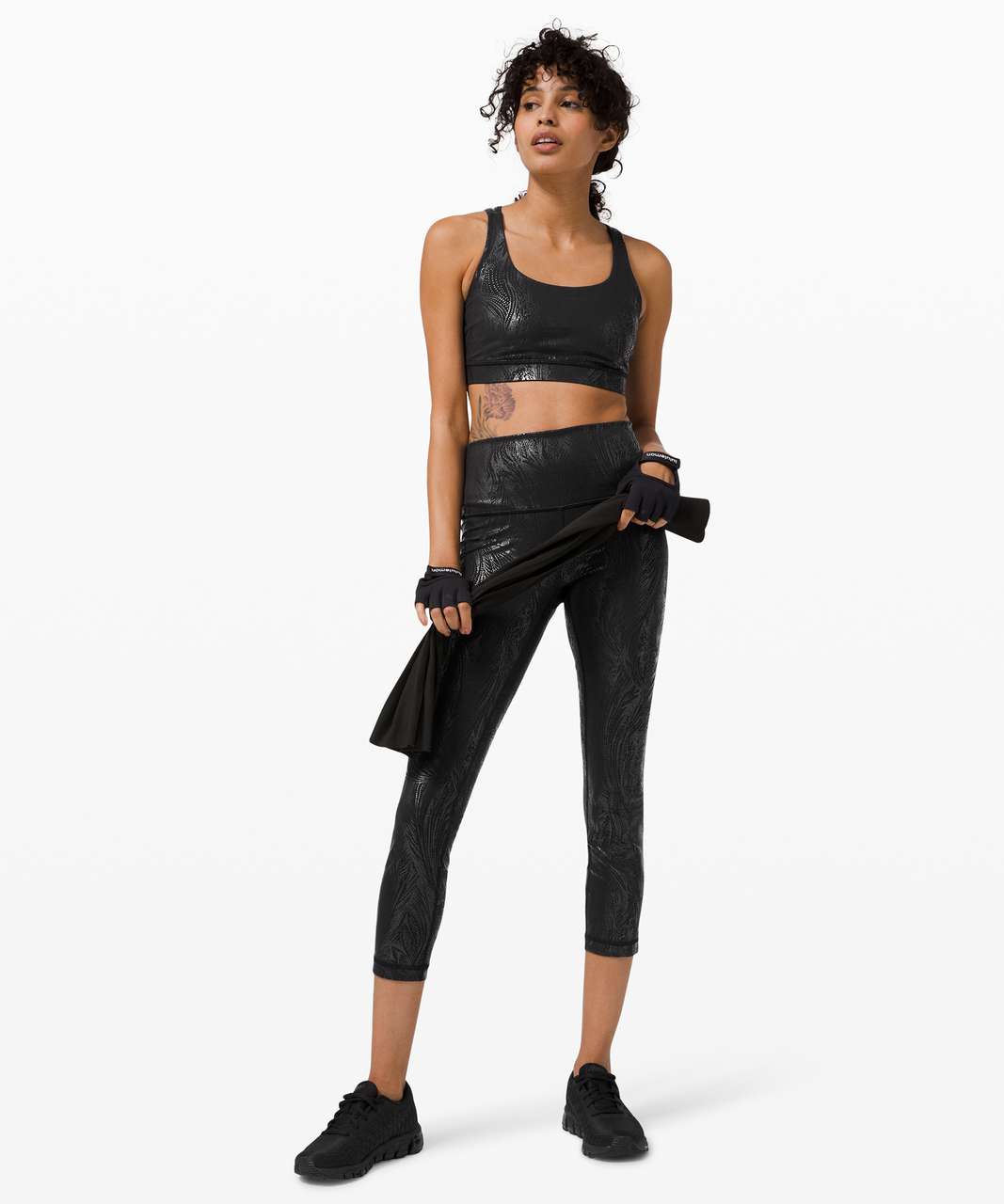 Lululemon Energy Bra - Luminosity Foil Print Black Black - lulu fanatics