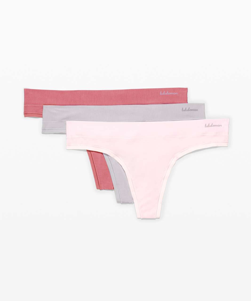 Lululemon Soft Breathable Thong *3 Pack - Brier Rose / Chrome / Blissful Pink