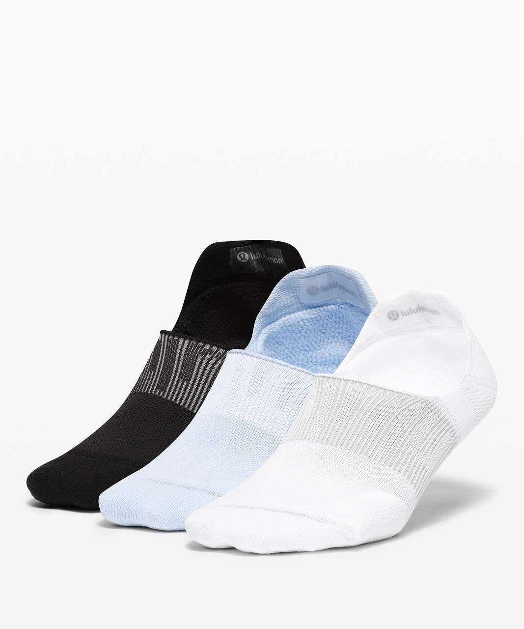 Lululemon Power Stride No-Show Sock with Active Grip *3 Pack - White / Blue Linen / Black