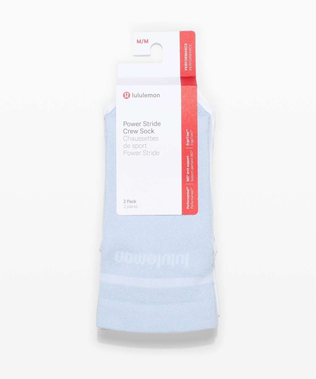 Lululemon Power Stride Crew Sock *2 Pack - White / Blue Linen