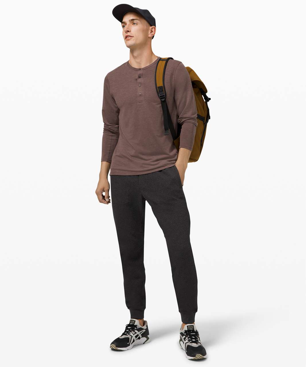 Lululemon Reinstate Long Sleeve Henley - Heathered French Press