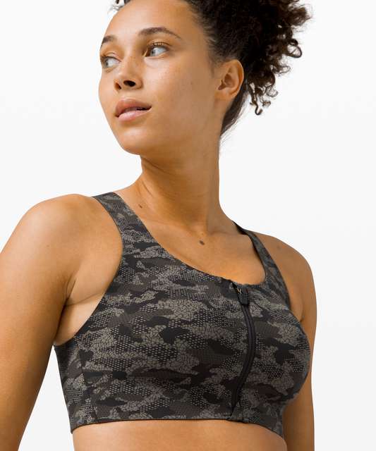 Lululemon Enlite Bra Zip Front *High Support, A–E Cups - Heritage 365 Camo  Mini Deep Coal Multi - lulu fanatics