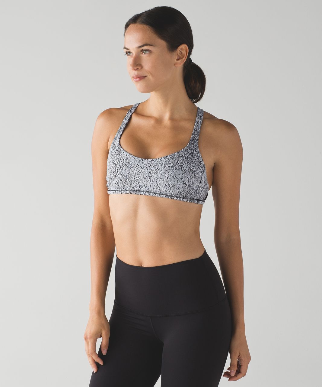 Lululemon Free To Be Zen Bra - Power Luxtreme Spray Jacquard White Black /  Black - lulu fanatics