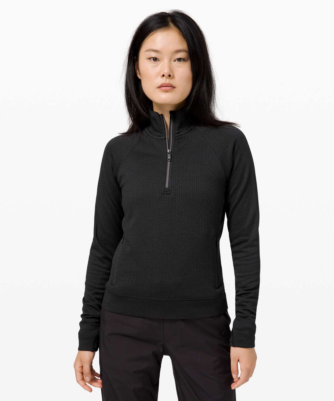 Lululemon Engineered Warmth Half Zip - Black / Black - lulu fanatics