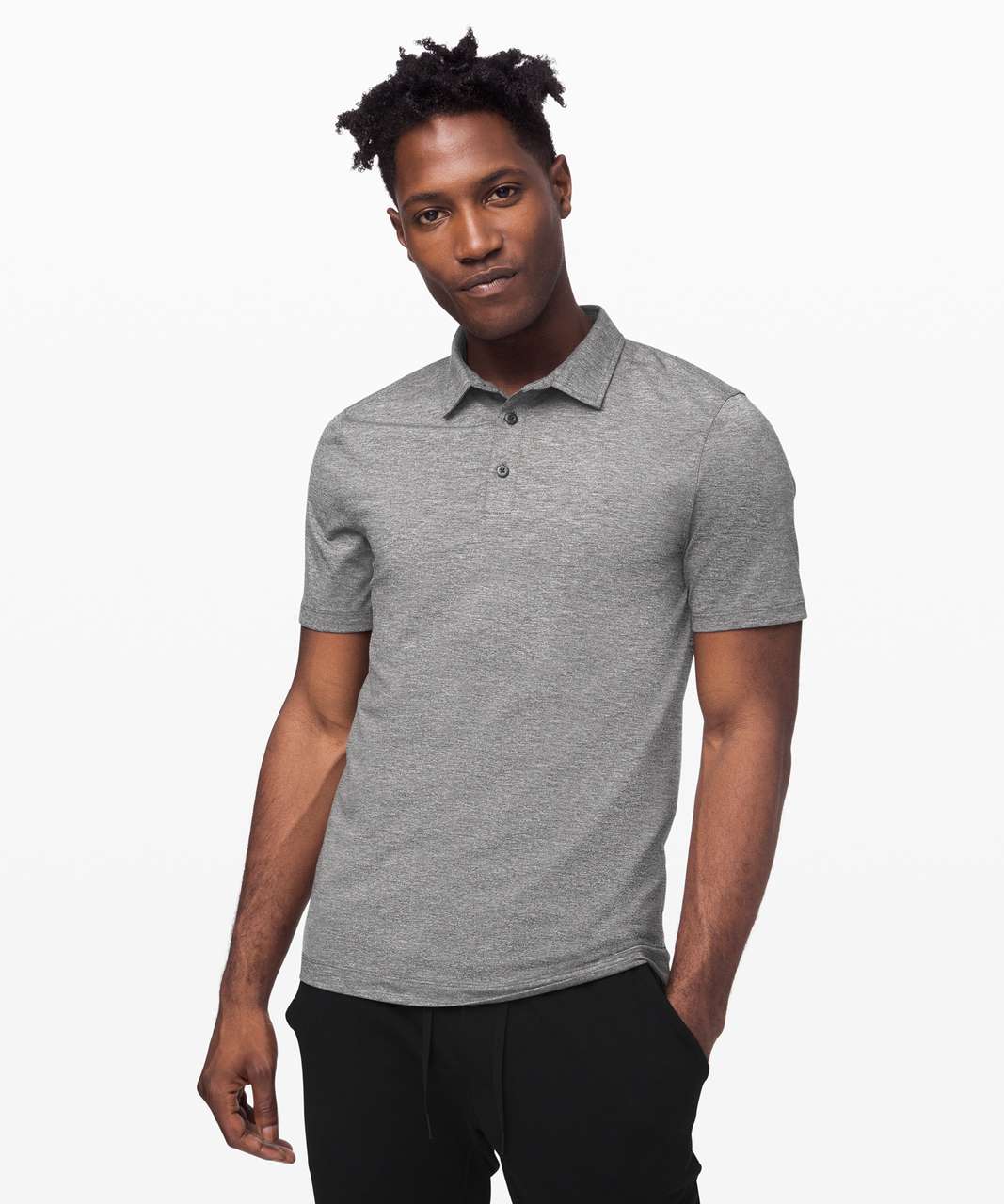 Lululemon Evolution Polo - Heathered Black - lulu fanatics