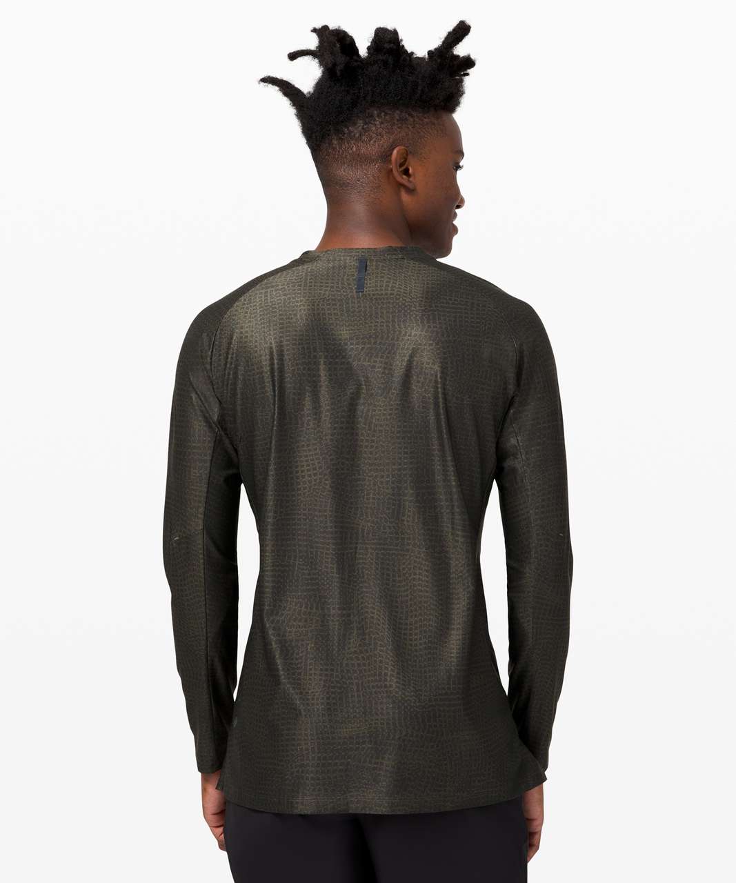 Lululemon License To Train Long Sleeve - Dimension Grid Army Green Graphite Grey