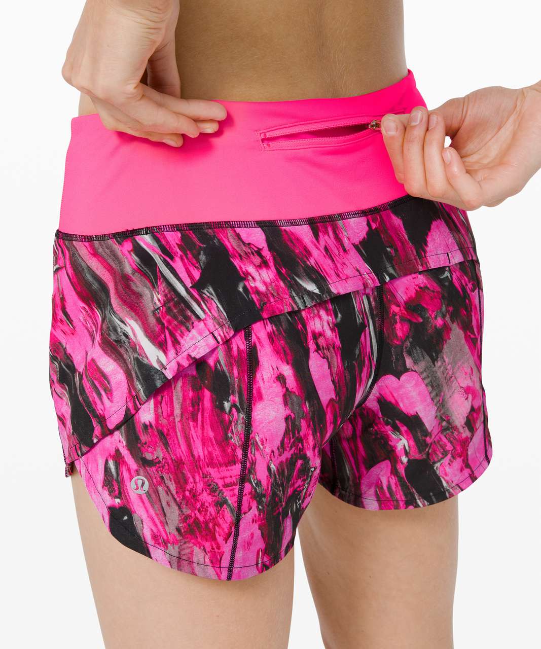 Lululemon Speed Up Short Long *4" Updated Fit - Incentive Refresh Multi / Pink Highlight
