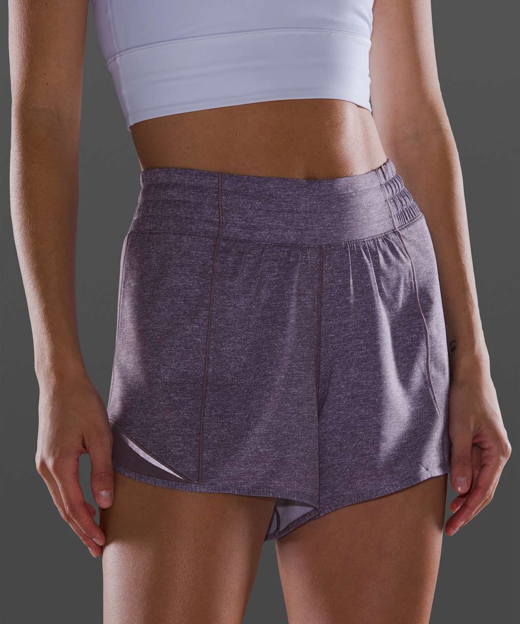 Lululemon Hotty Hot Short *High-Rise Long 4" - Heather Lux Multi Violet Verbana