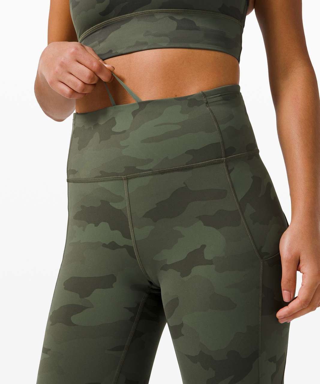 Lululemon Fast and Free High Rise Crop Heritage 365 Camo Crispin