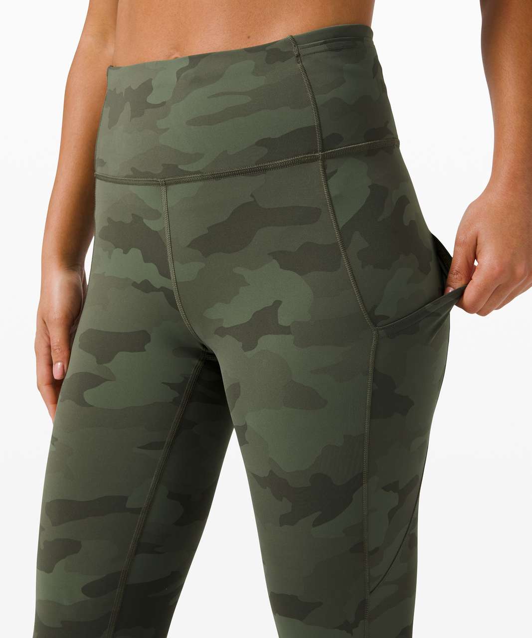 Lululemon Fast Free High Rise Crop Leggings Nulux 23” Camo Crispin Green Size  6