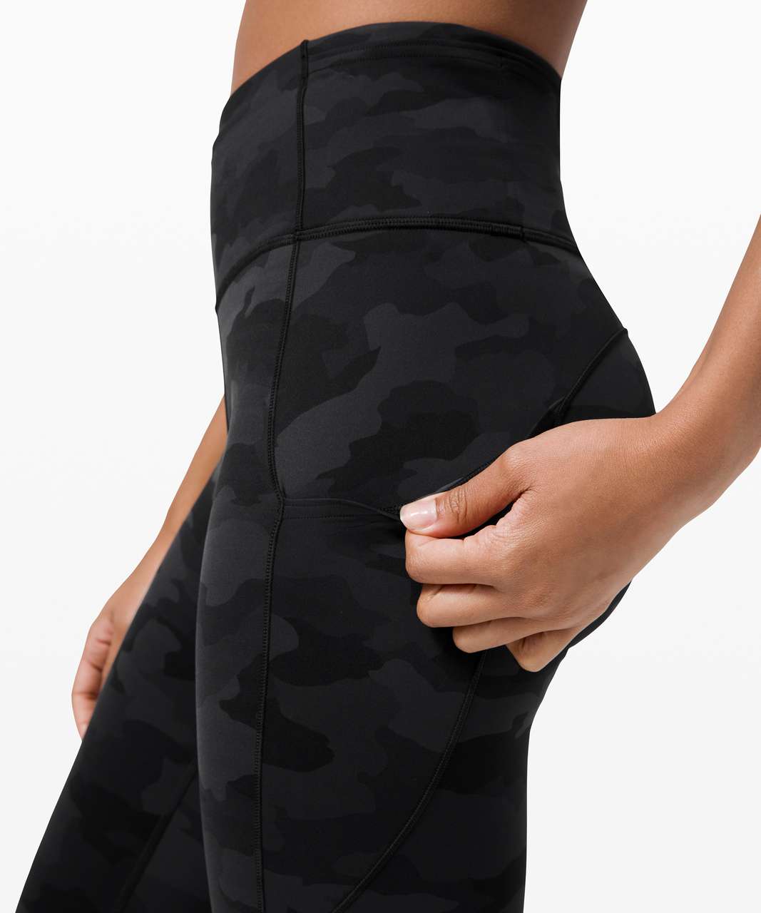 S) lululemon fast and free 24 Camo Deep Coal Multi, Women's