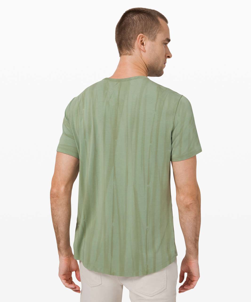 Lululemon 5 Year Basic Tee - Vertical Spray Dye Willow Green Green Twill