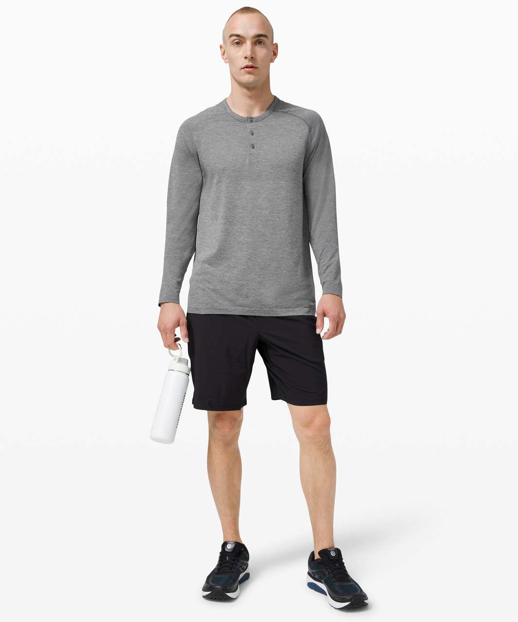 Lululemon Metal Vent Tech Long Sleeve Henley 2.0 - Slate / White