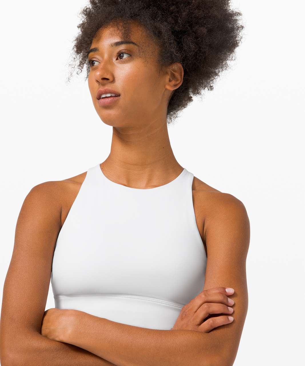 Lululemon Energy Bra High Neck Long Line *Medium Support, B–D Cup - White