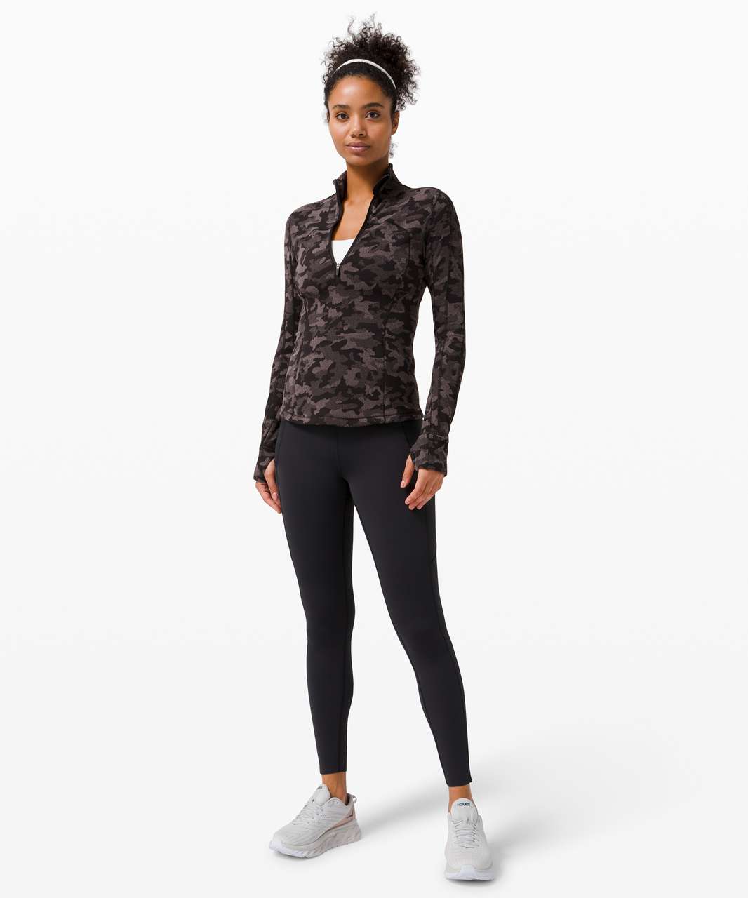 Lululemon Run Briskly 1/2 Zip - Heritage Camo Jacquard Black Lunar Rock - lulu fanatics