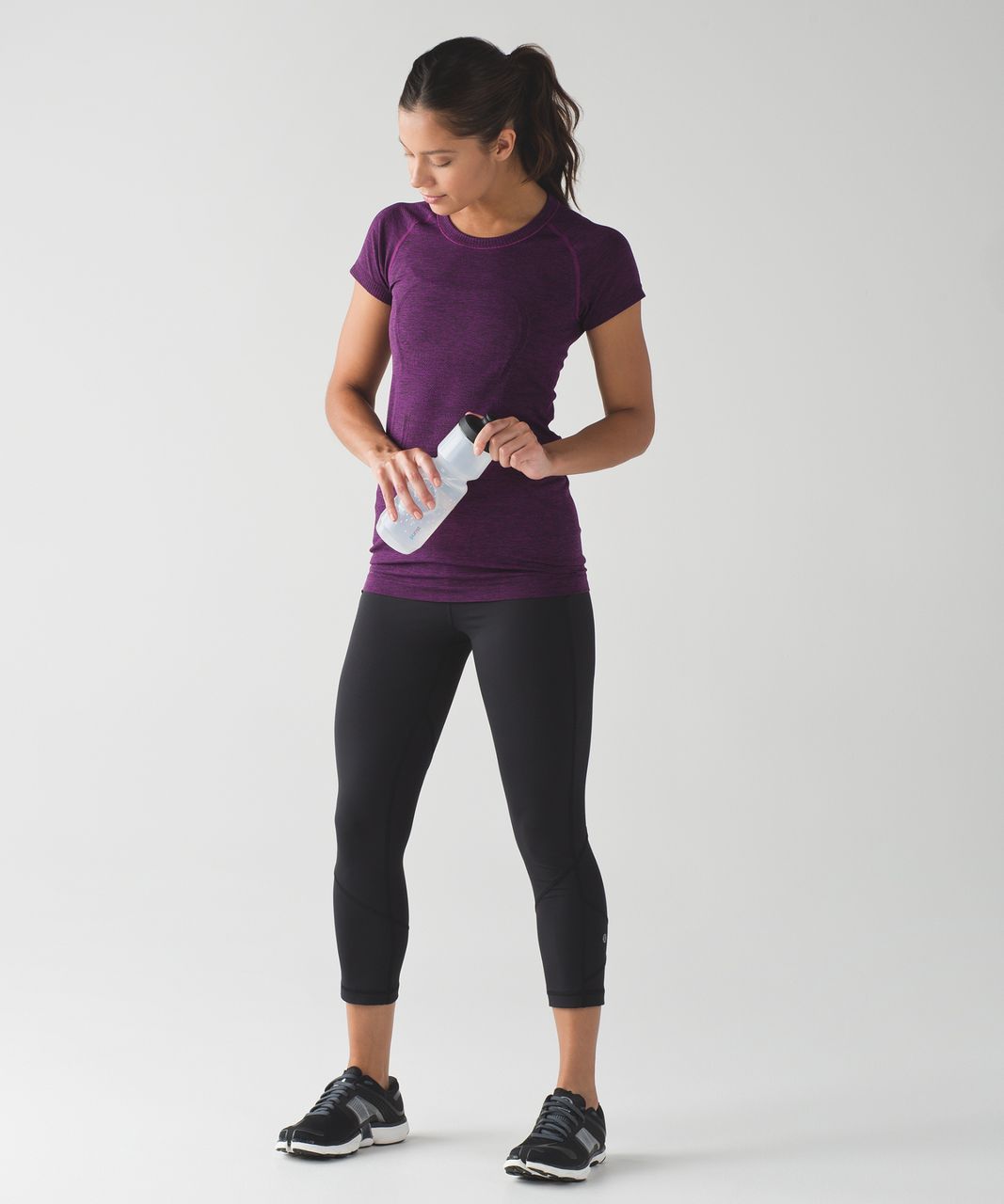 Lululemon Swiftly Tech Short Sleeve Crew - Black / Chilled Grape