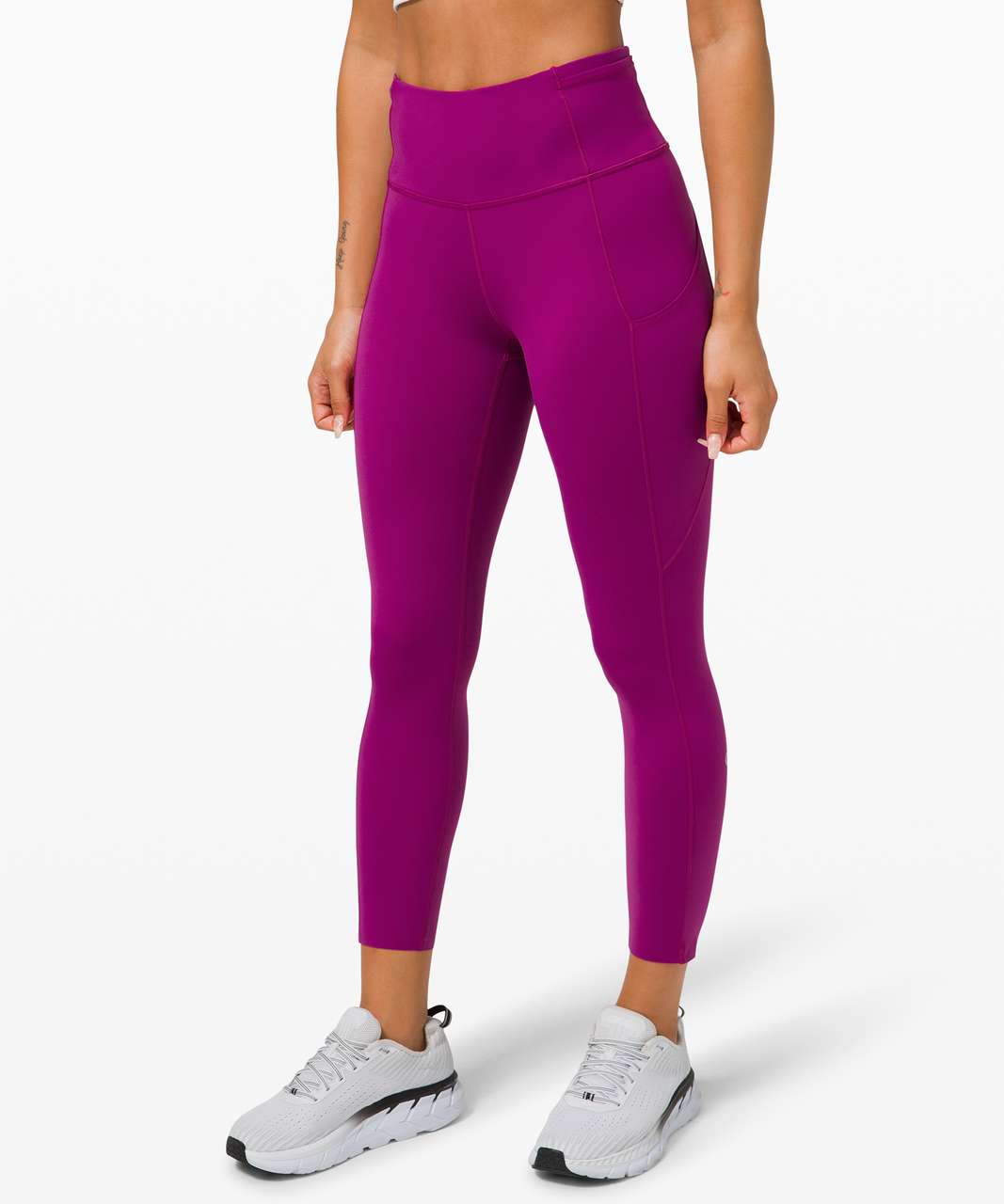 NEW Women Lululemon Fast Free Crop 19 Cool Non-Reflective Cherry Tint Size  8 