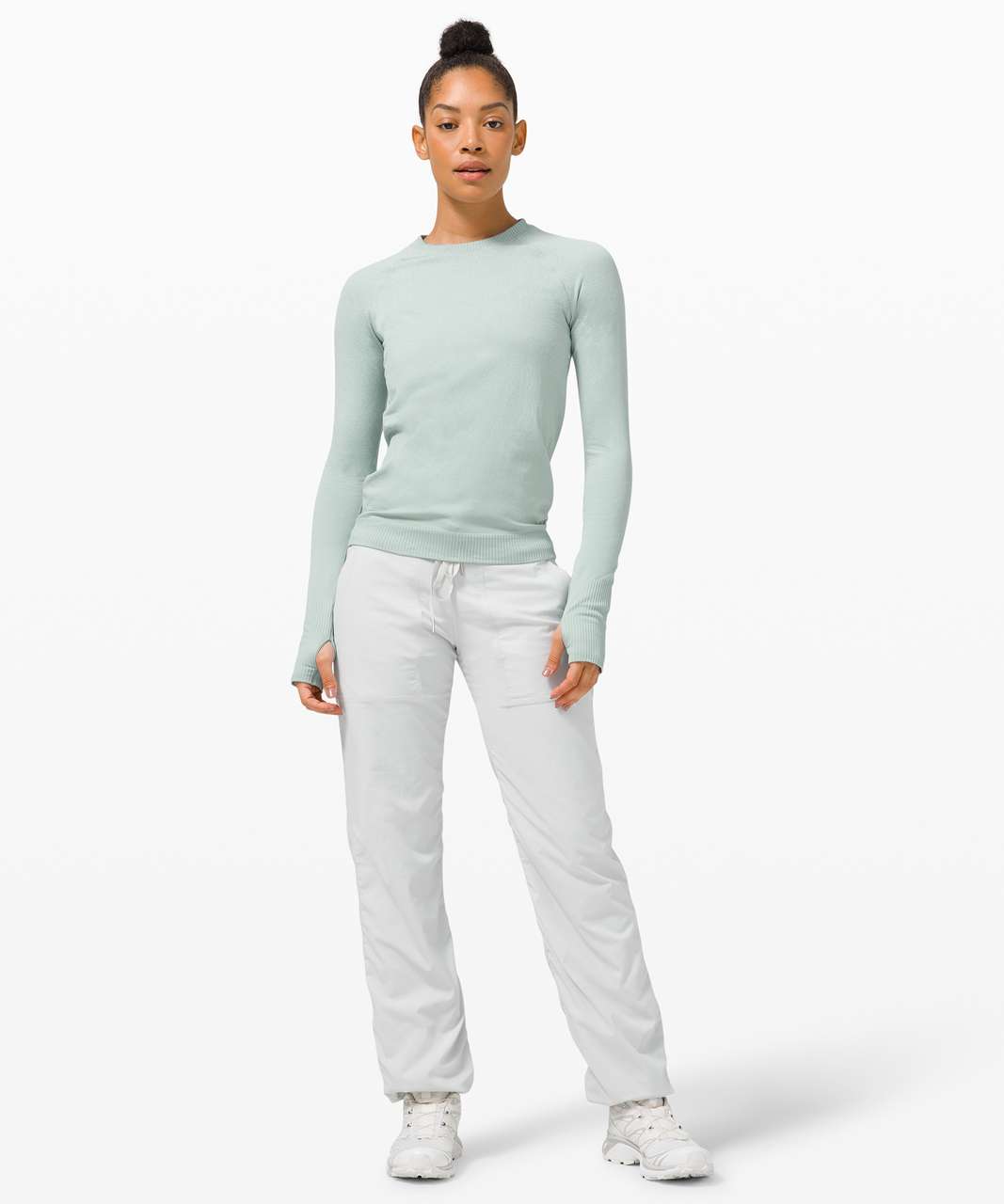 Lululemon Rest Less Pullover - Herringbone Fade Hazy Jade / Alpine White