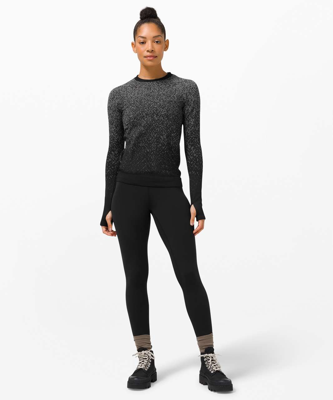 Lululemon Rest Less Pullover - Herringbone Fade Black / White - lulu  fanatics