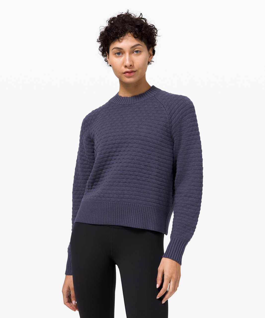 lululemon athletica Textured Knit Crewneck Sweater - Color Blue