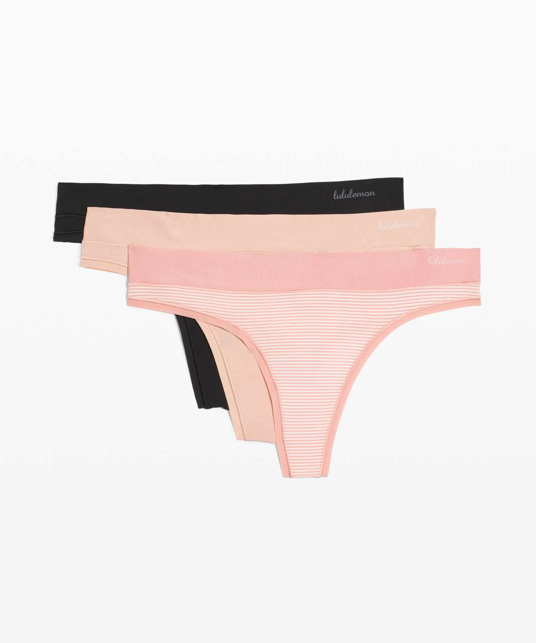 Lululemon Soft Breathable Thong *3 Pack - Black / Misty Shell / Pink Puff / Pink Puff