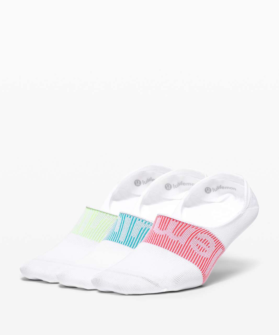 Lululemon Daily Stride No Show Sock *3 Pack - White / Pink Punch / Neo Mint