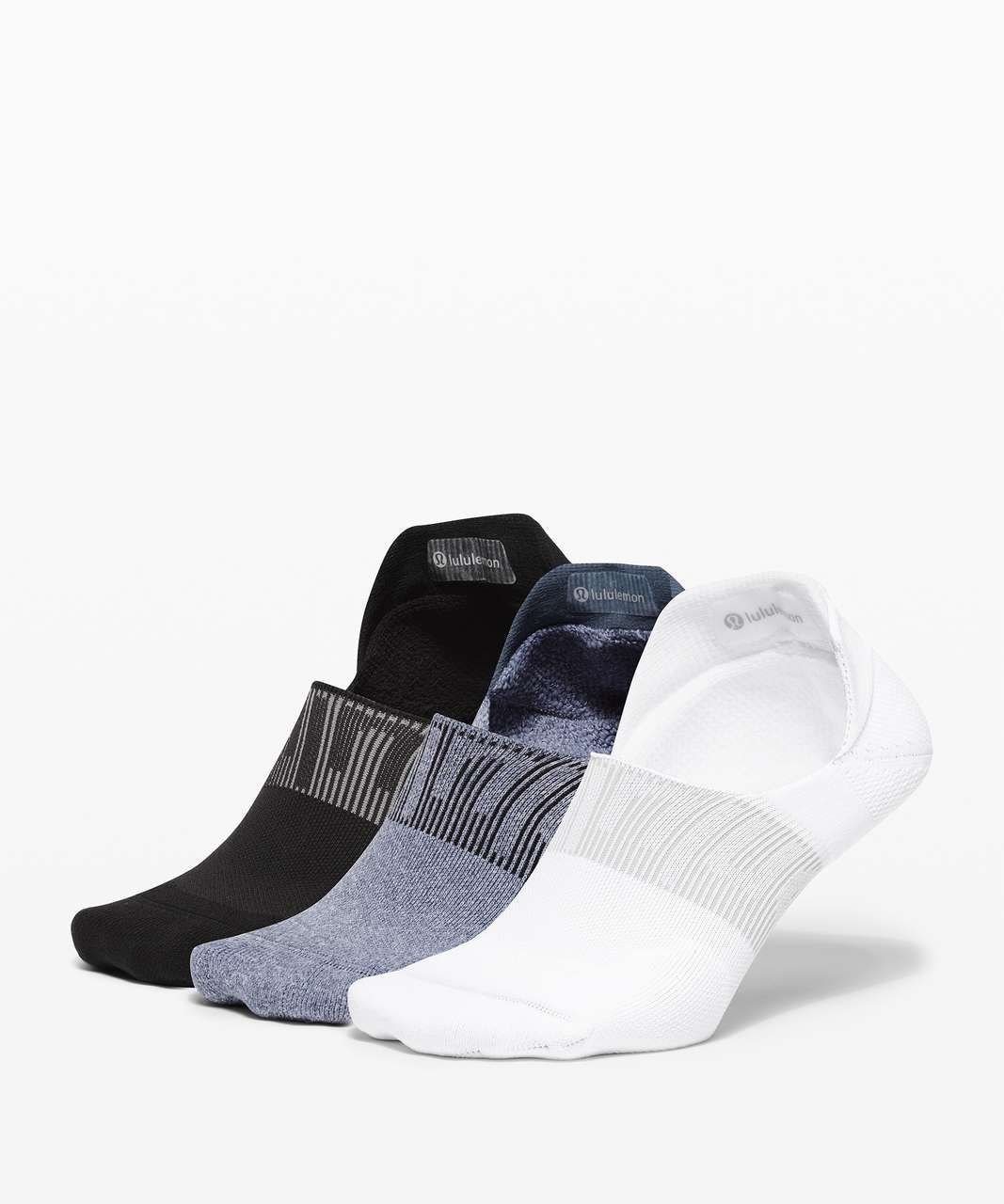 Lululemon Power Stride No-Show Sock with Active Grip *3 Pack - White / Iron Blue / Black (First Release)