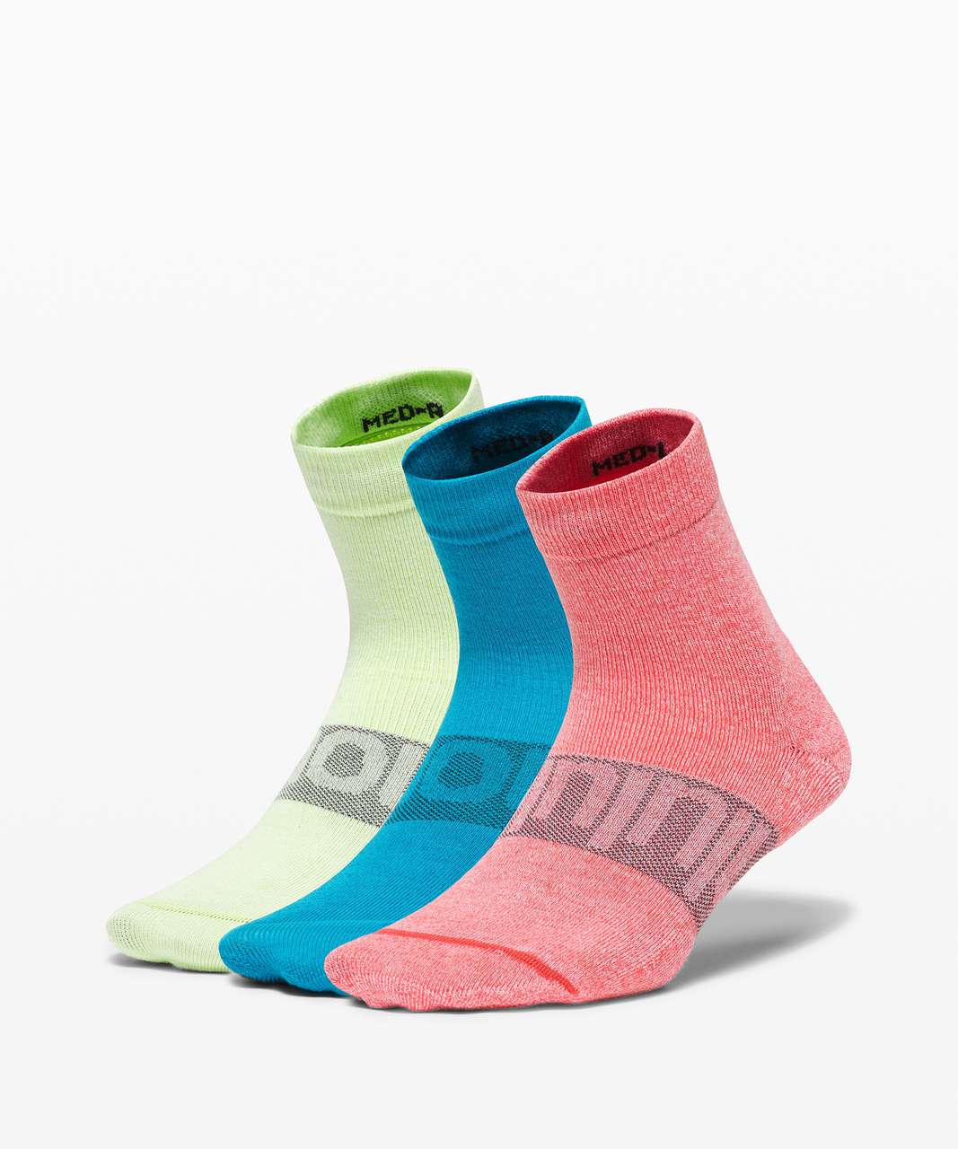 Lululemon Daily Stride Mid Crew Sock *3 Pack - Pink Punch / Turquoise Tide / Neo Mint