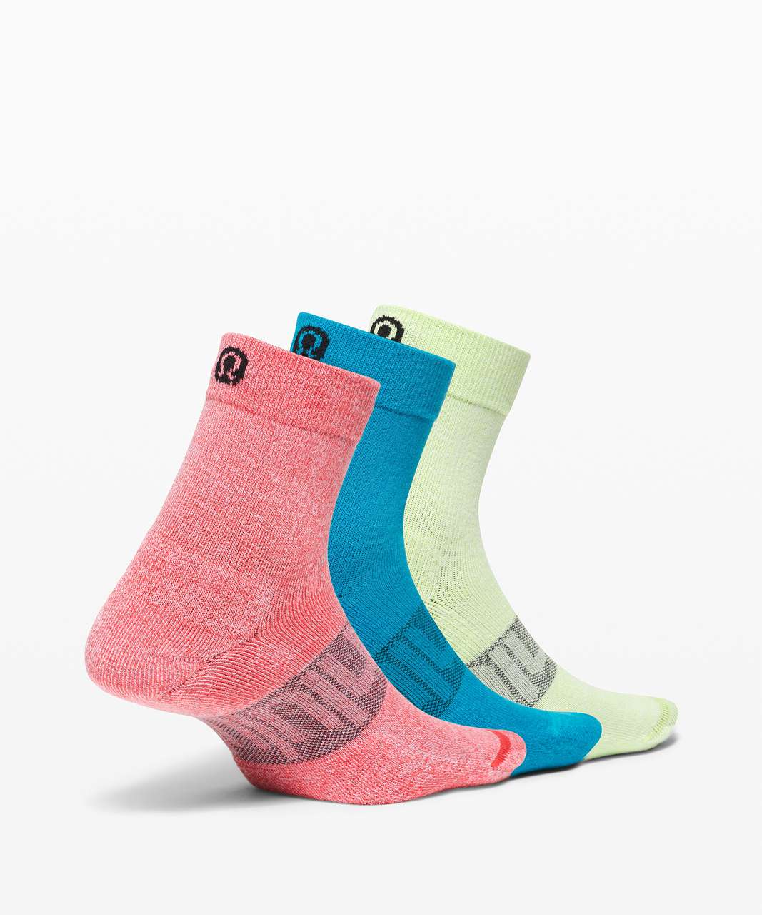 Lululemon Daily Stride Mid Crew Sock *3 Pack - Pink Punch / Turquoise Tide / Neo Mint