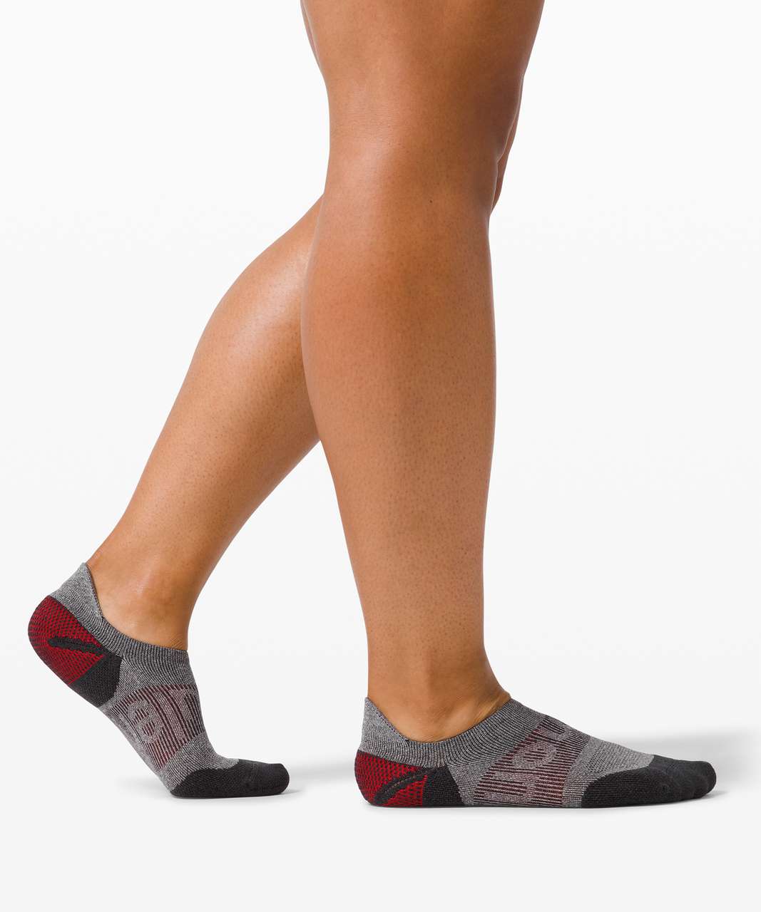 Lululemon Power Stride Tab Sock *Anti-Stink - Graphite Grey / Lulu Red