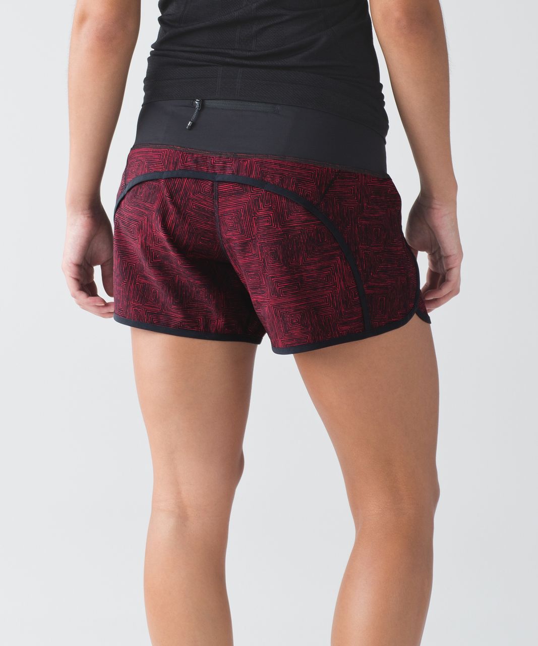 Lululemon Run Times Short *4-way Stretch 4" - Mini Maze True Red Black / Black