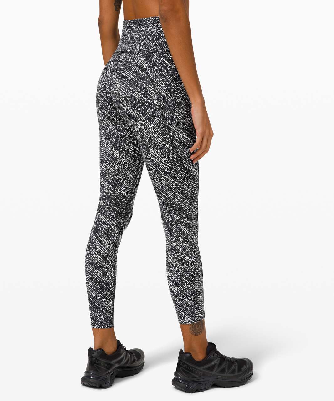 Lululemon Fast and Free High-Rise Crop 23" *Non-Reflective - Speckle Sprint Alpine White Black
