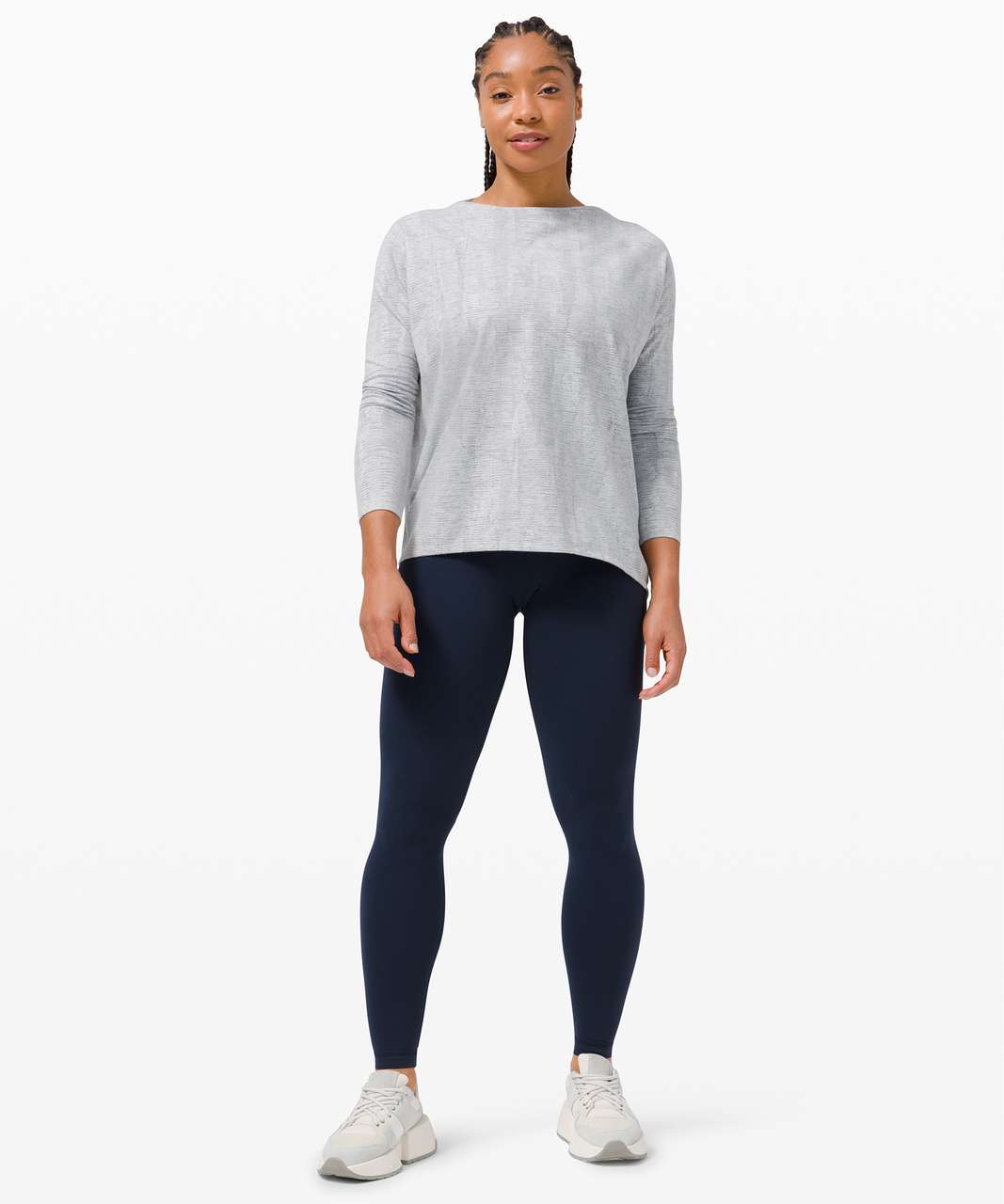 Lululemon Back in Action Long Sleeve *Rulu - Linear Tempo Jacquard Silver Drop Vapor