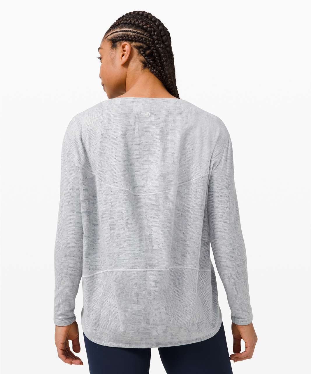 Lululemon Back in Action Long Sleeve *Rulu - Linear Tempo Jacquard Silver Drop Vapor