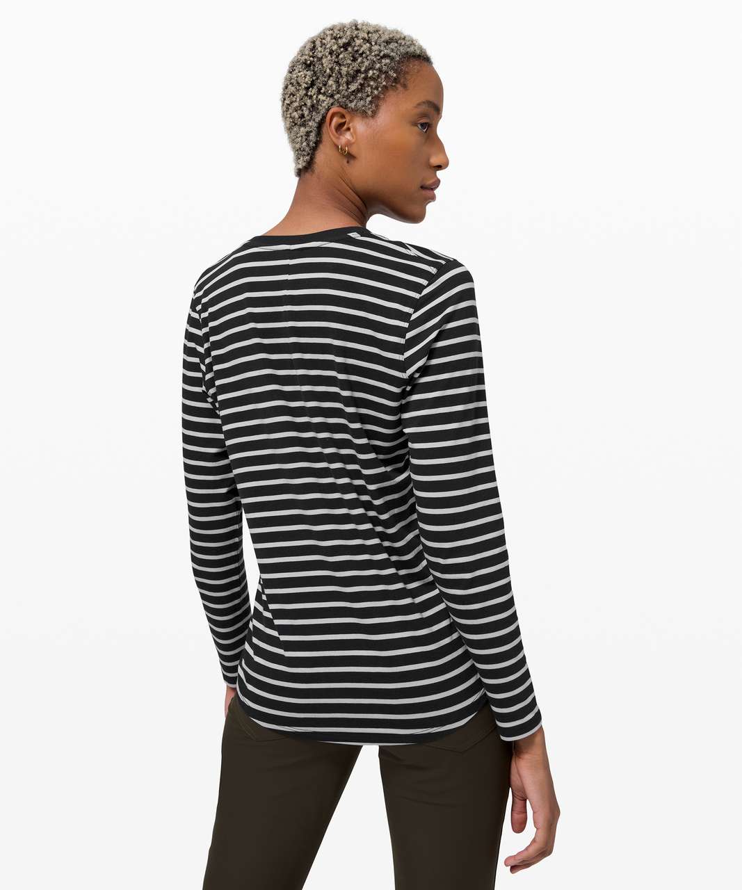 Lululemon Ever Ready Long Sleeve - Yachtie Stripe Black Chrome - lulu  fanatics