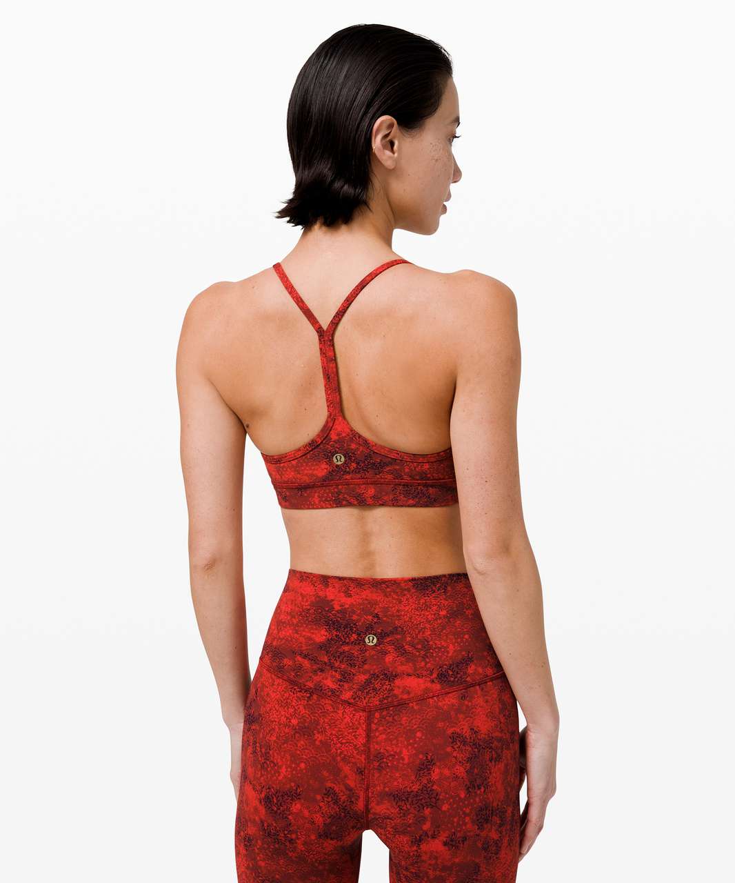 Lululemon Flow Y Nulu Bra *Light Support, A–C Cups - Spray Leaf Fireside  Red Multi - lulu fanatics