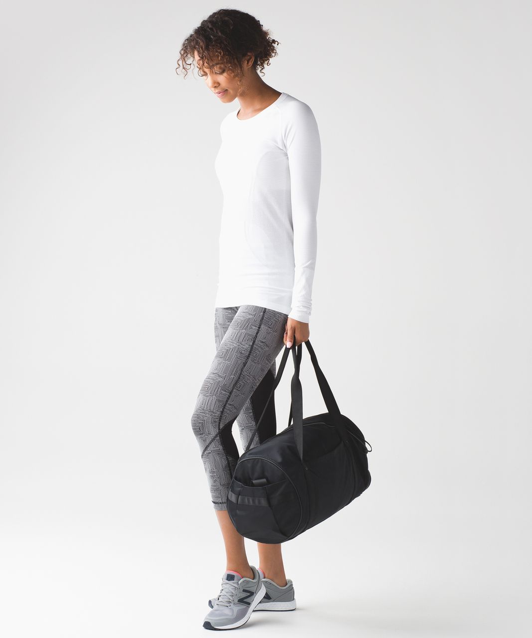 Lululemon Pace Rival Crop - Maze Jacquard White Black / Black