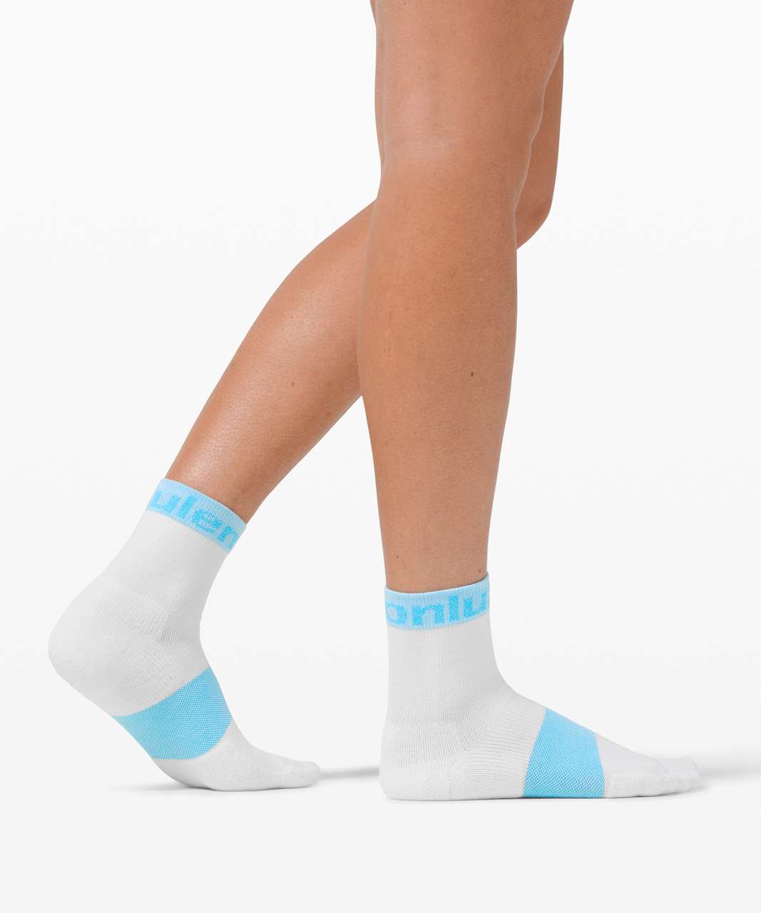 Lululemon Daily Stride Mid Crew Sock *3 Pack - White / Turquoise Tide ...